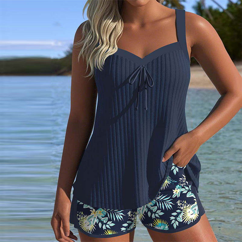 Tankini Gestreift Zweiteilig Badeshorts