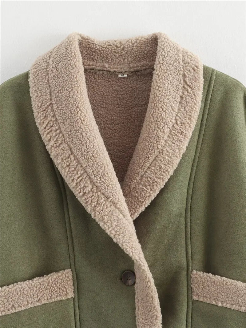 Anna - Fleecejacke mit Kontrastkragen