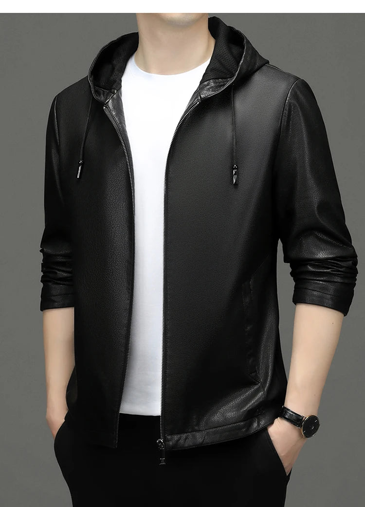 Hans | Premium Kapuzen-Lederjacke
