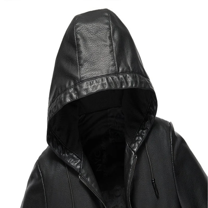 Hans | Premium Kapuzen-Lederjacke