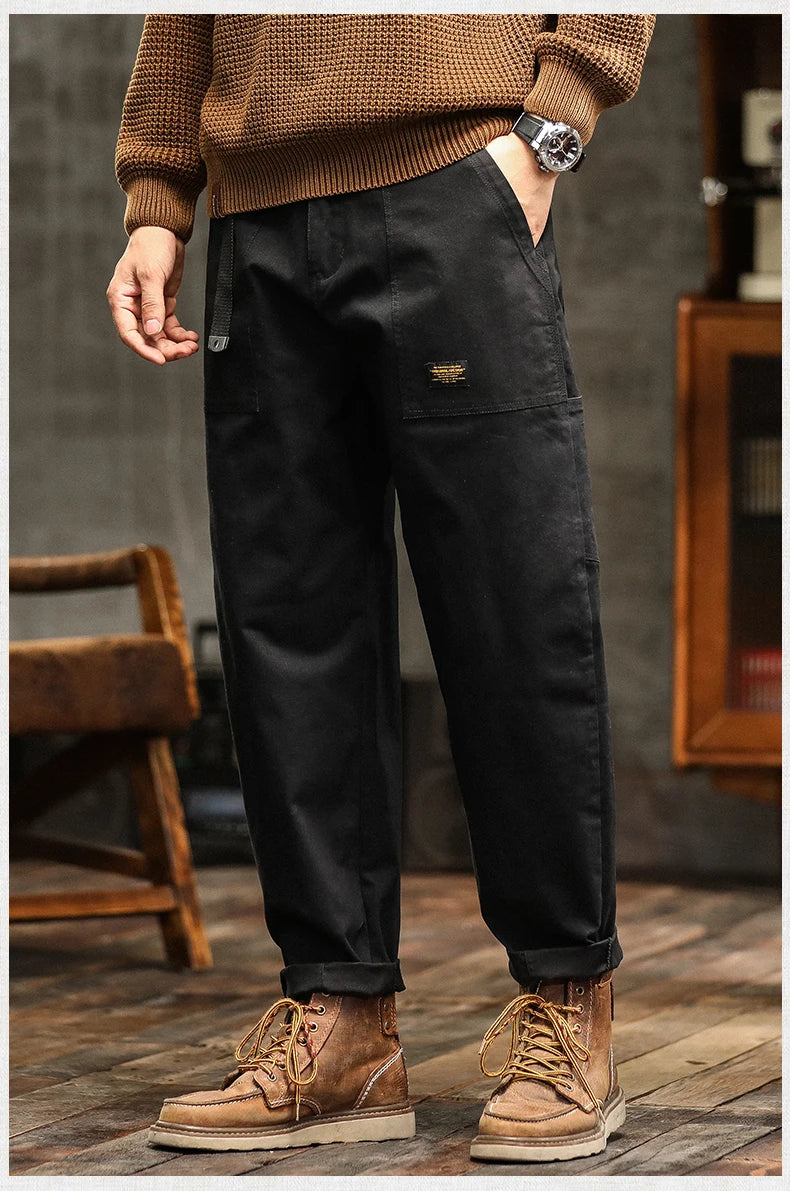 HIQOR Herren Vintage Cargohose mit Loose Fit