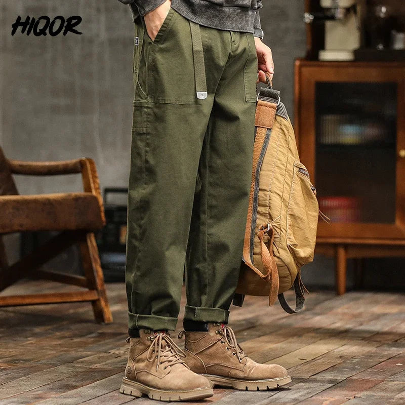 HIQOR Herren Vintage Cargohose mit Loose Fit