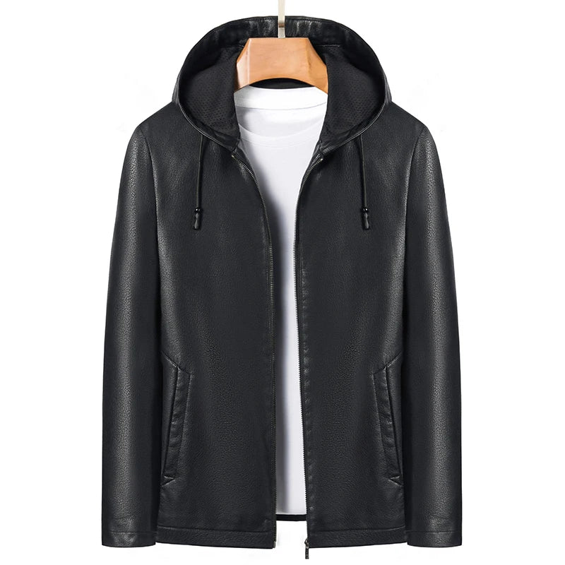 Hans | Premium Kapuzen-Lederjacke
