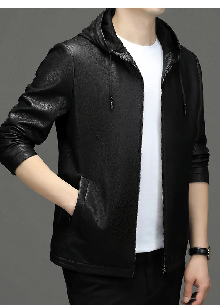 Hans | Premium Kapuzen-Lederjacke
