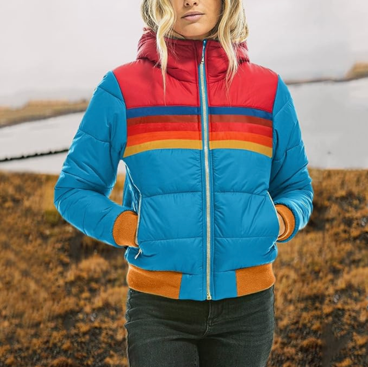 Lisa | Retro-Jacke mit Fellkapuze