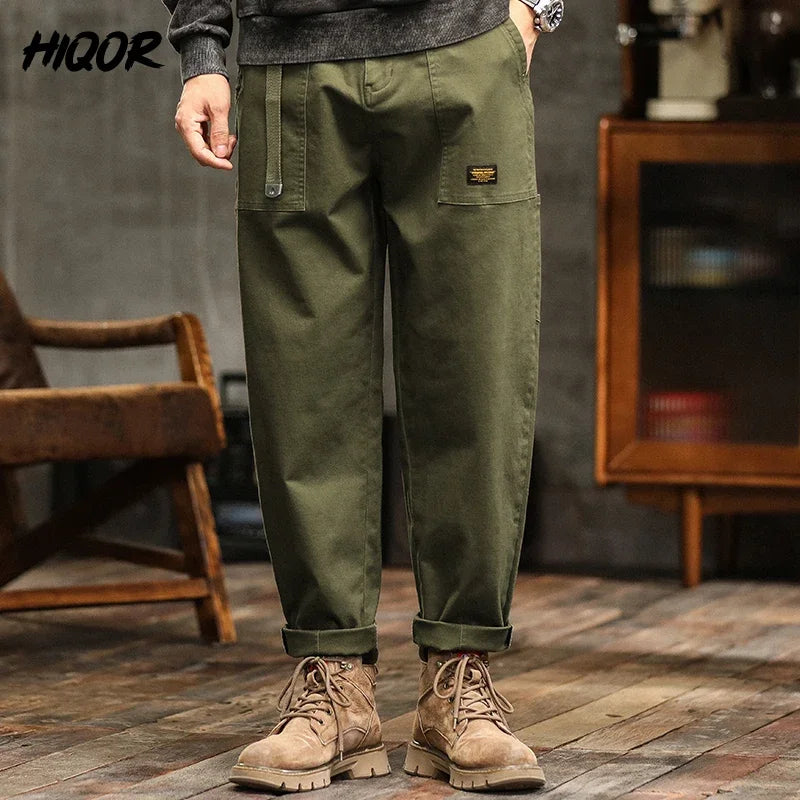 HIQOR Herren Vintage Cargohose mit Loose Fit