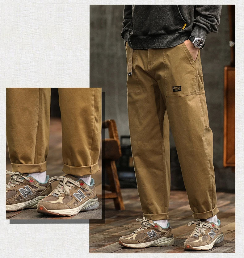 HIQOR Herren Vintage Cargohose mit Loose Fit