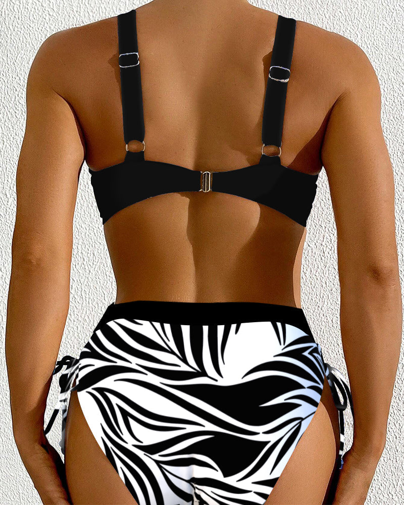 Bikini Zweiteilig Bedruckt Hohe Taille