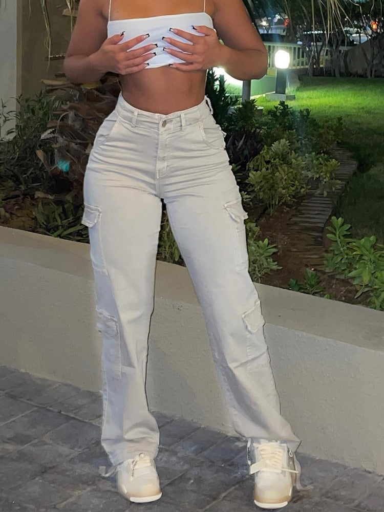 Cargo Jeans™ - Stylische Hose mit hoher Taille