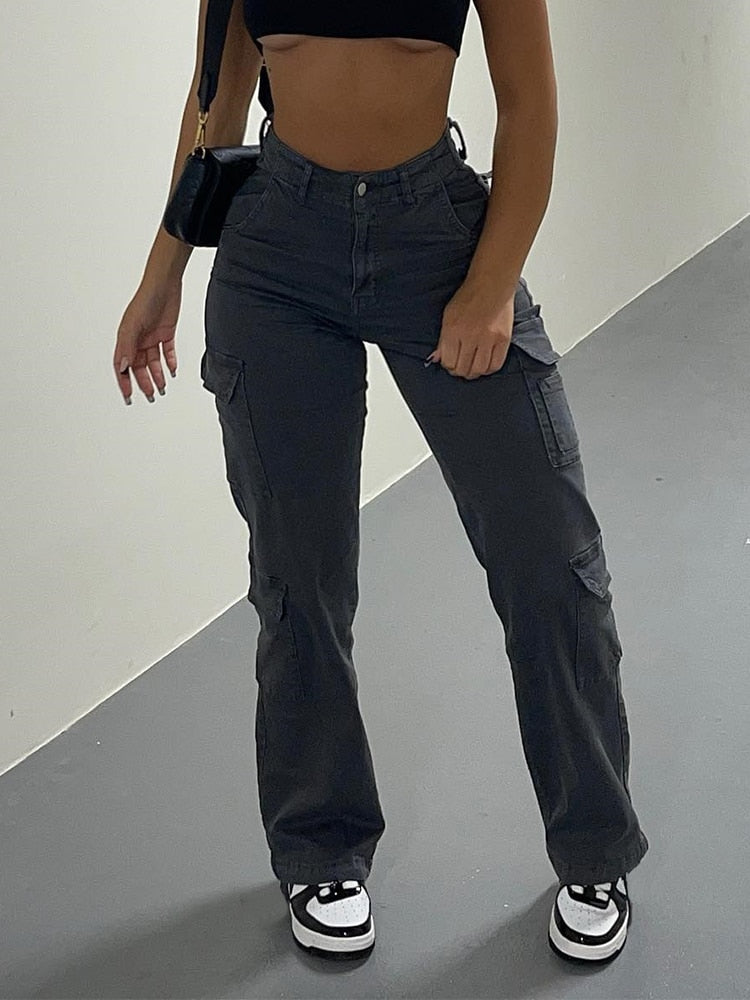 Cargo Jeans™ - Stylische Hose mit hoher Taille