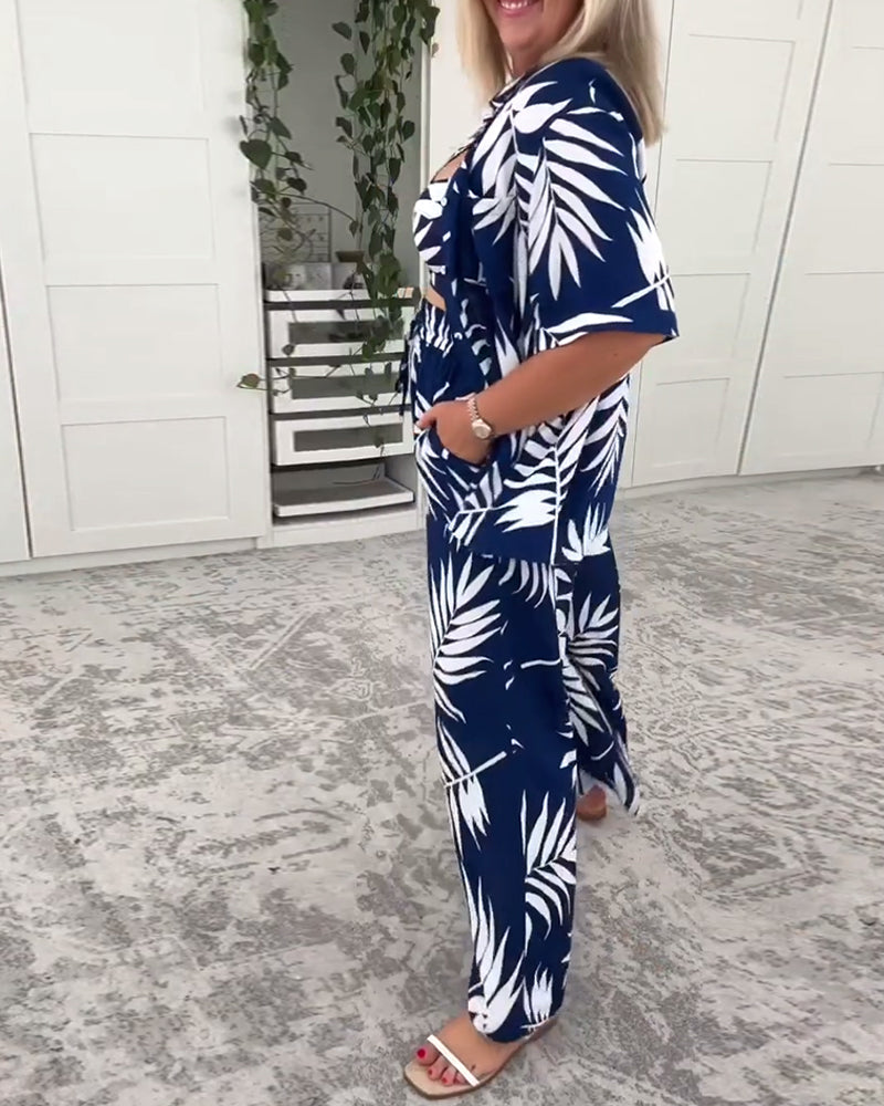 Badeanzug Drei-Teilig Hawaiianisches Muster