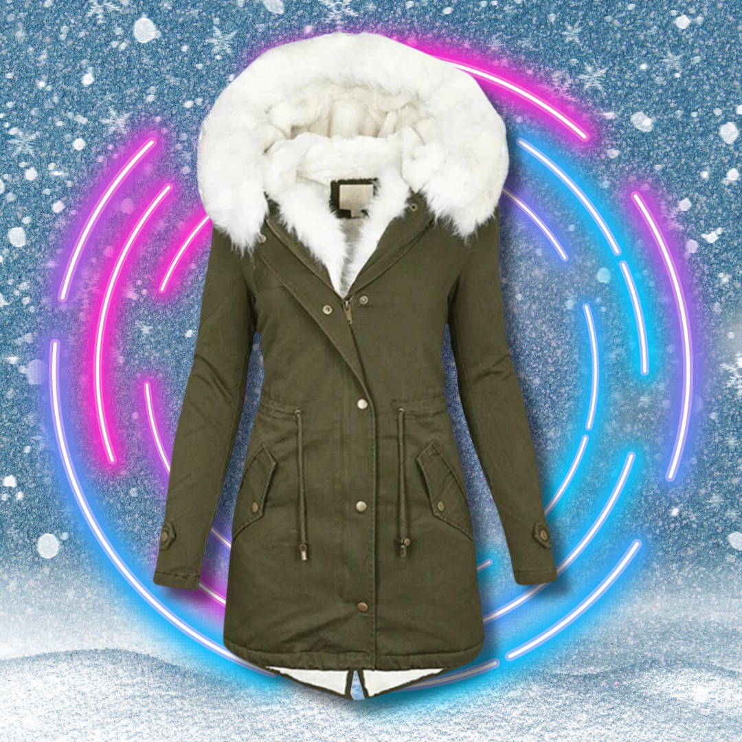 Snow Mantel Deluxe| Ihr unverzichtbarer Wintermantel mit Kapuze und Fellfutter