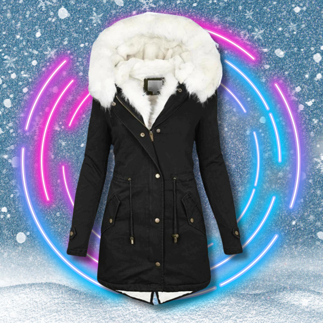 Snow Mantel Deluxe| Ihr unverzichtbarer Wintermantel mit Kapuze und Fellfutter