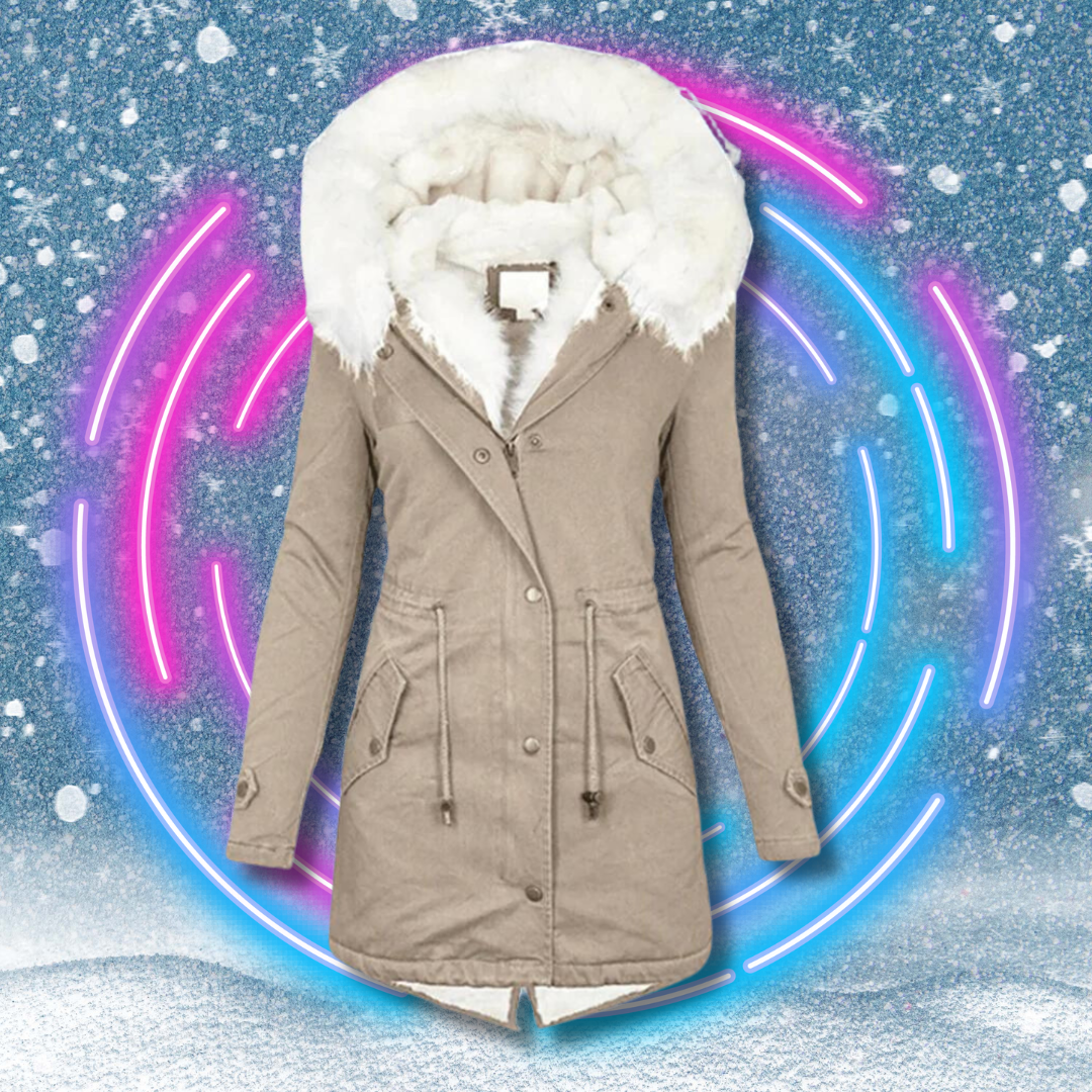 Snow Mantel Deluxe| Ihr unverzichtbarer Wintermantel mit Kapuze und Fellfutter