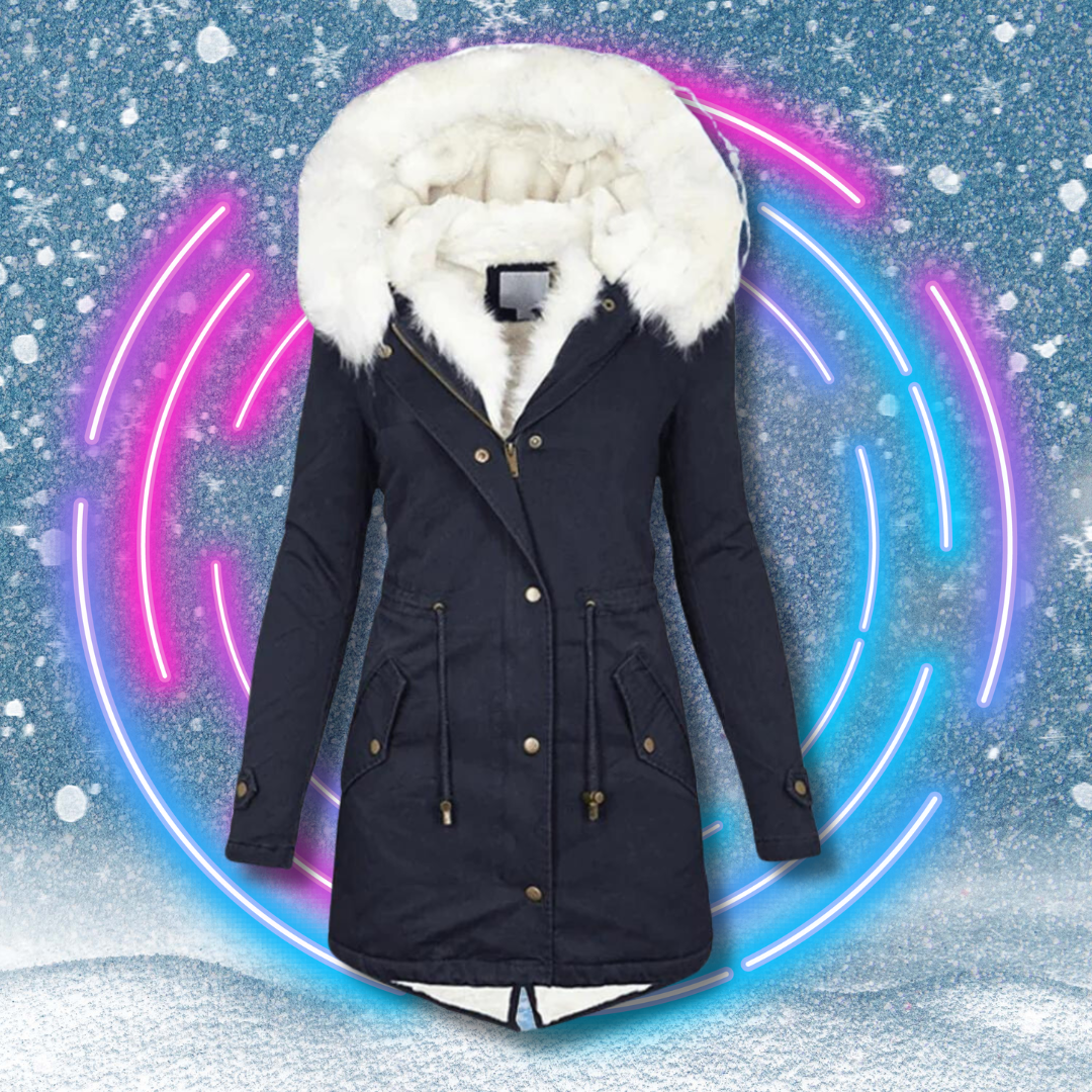 Snow Mantel Deluxe| Ihr unverzichtbarer Wintermantel mit Kapuze und Fellfutter