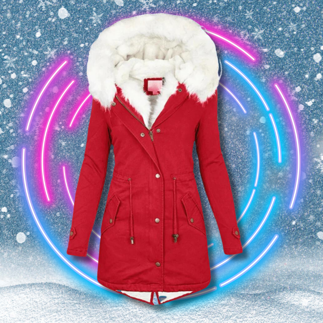 Snow Mantel Deluxe| Ihr unverzichtbarer Wintermantel mit Kapuze und Fellfutter