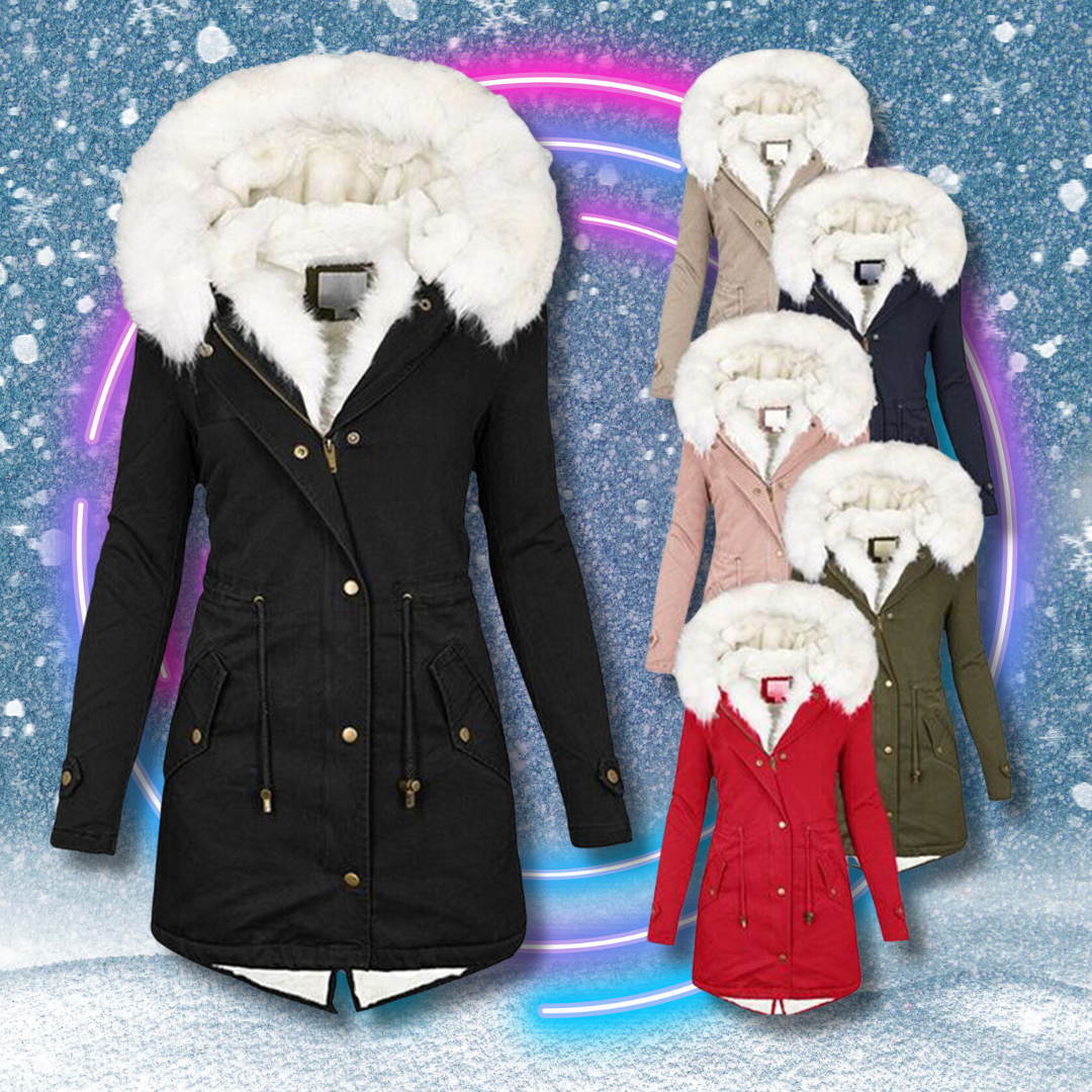 Snow Mantel Deluxe| Ihr unverzichtbarer Wintermantel mit Kapuze und Fellfutter