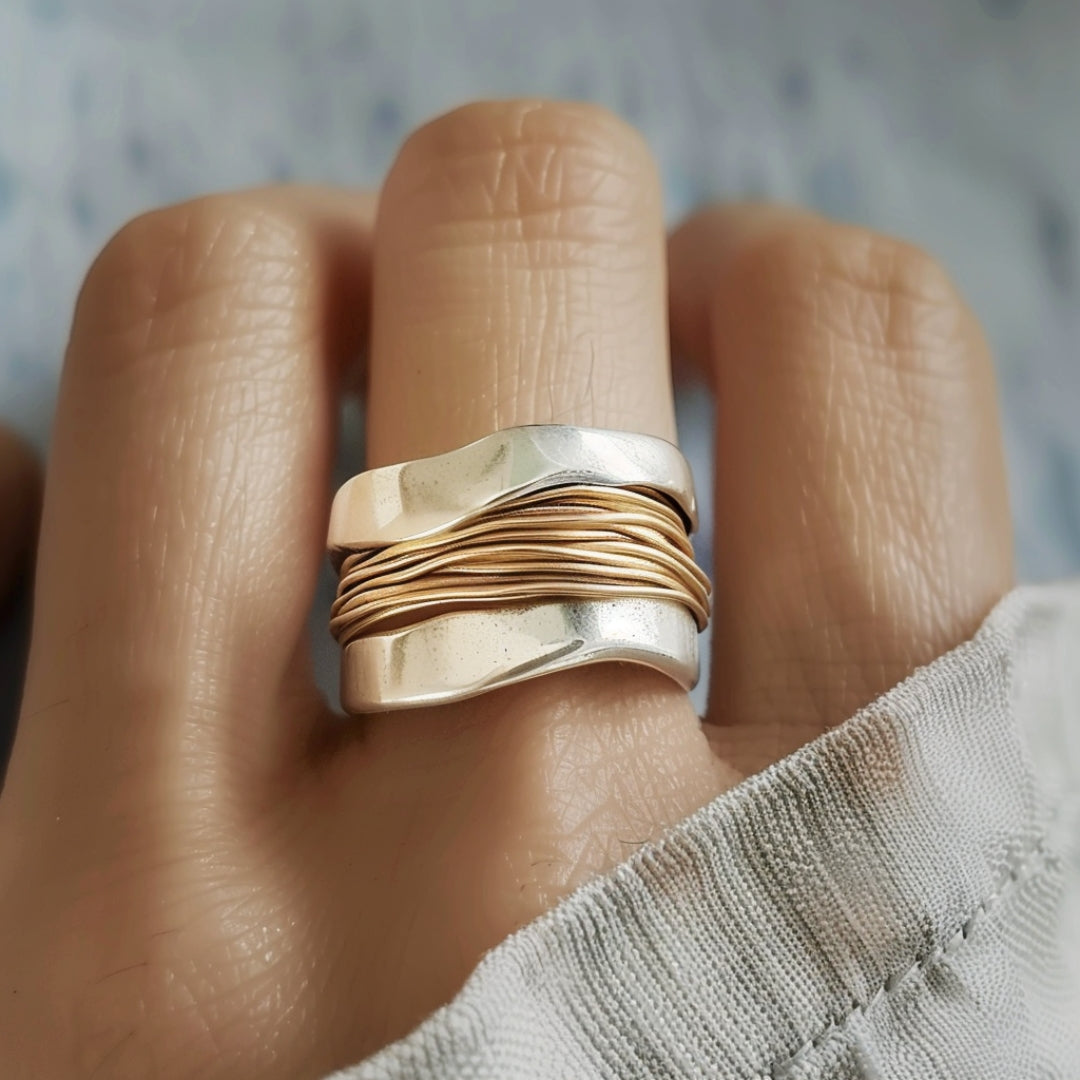 Silber Gold Draht Ring