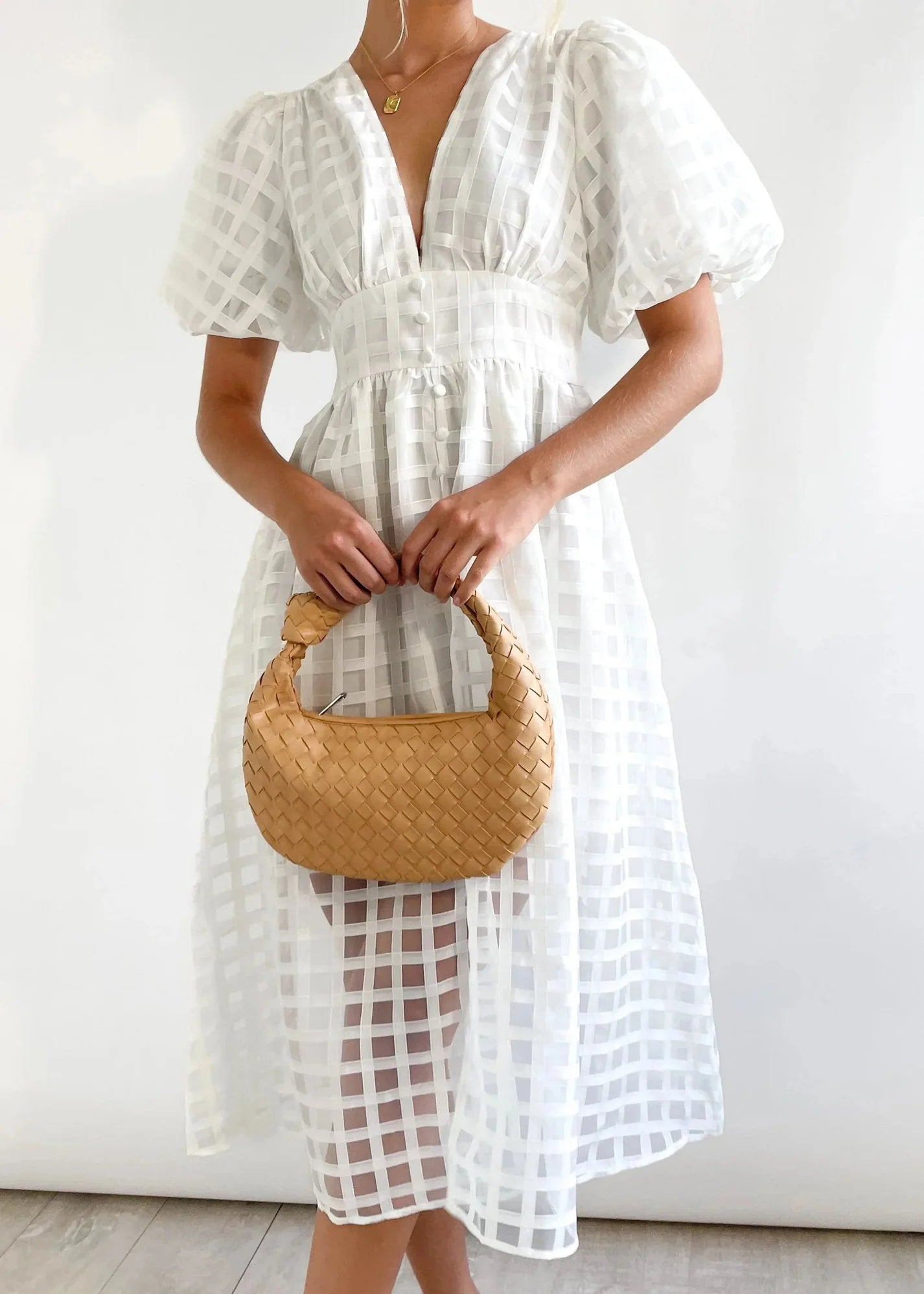 Sofia™ - Schön gemustertes Midikleid mit Puffärmeln (zeitlich begrenzter Rabatt von 50%)