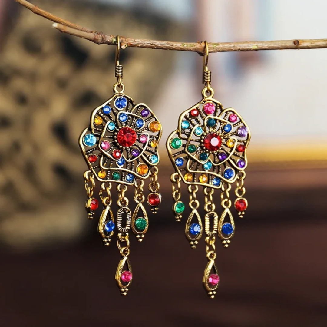 Bunte Mandala-Ohrringe im Vintage-Stil