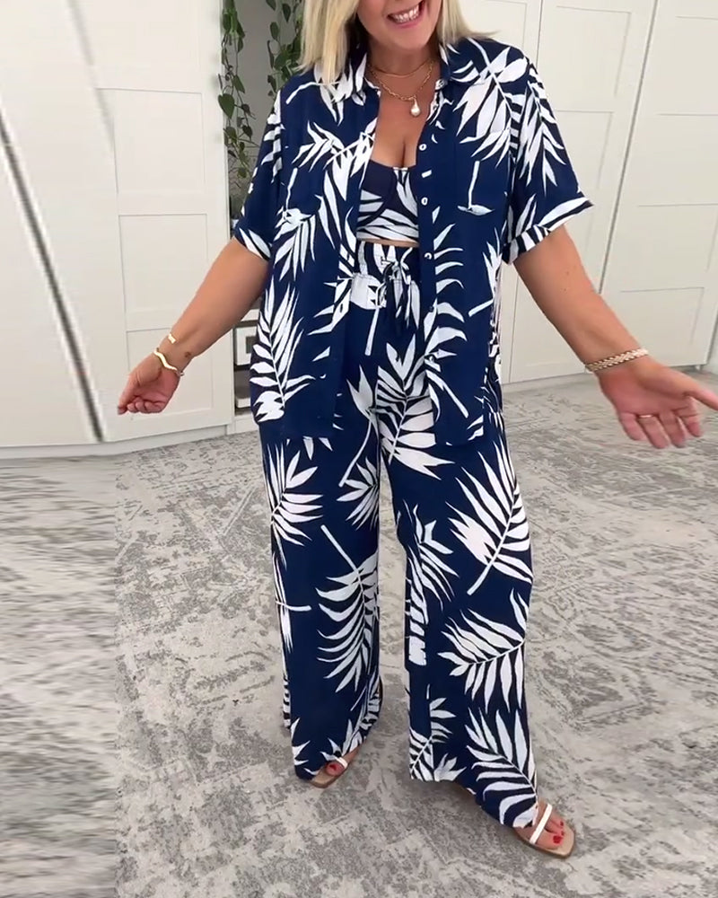 Badeanzug Drei-Teilig Hawaiianisches Muster