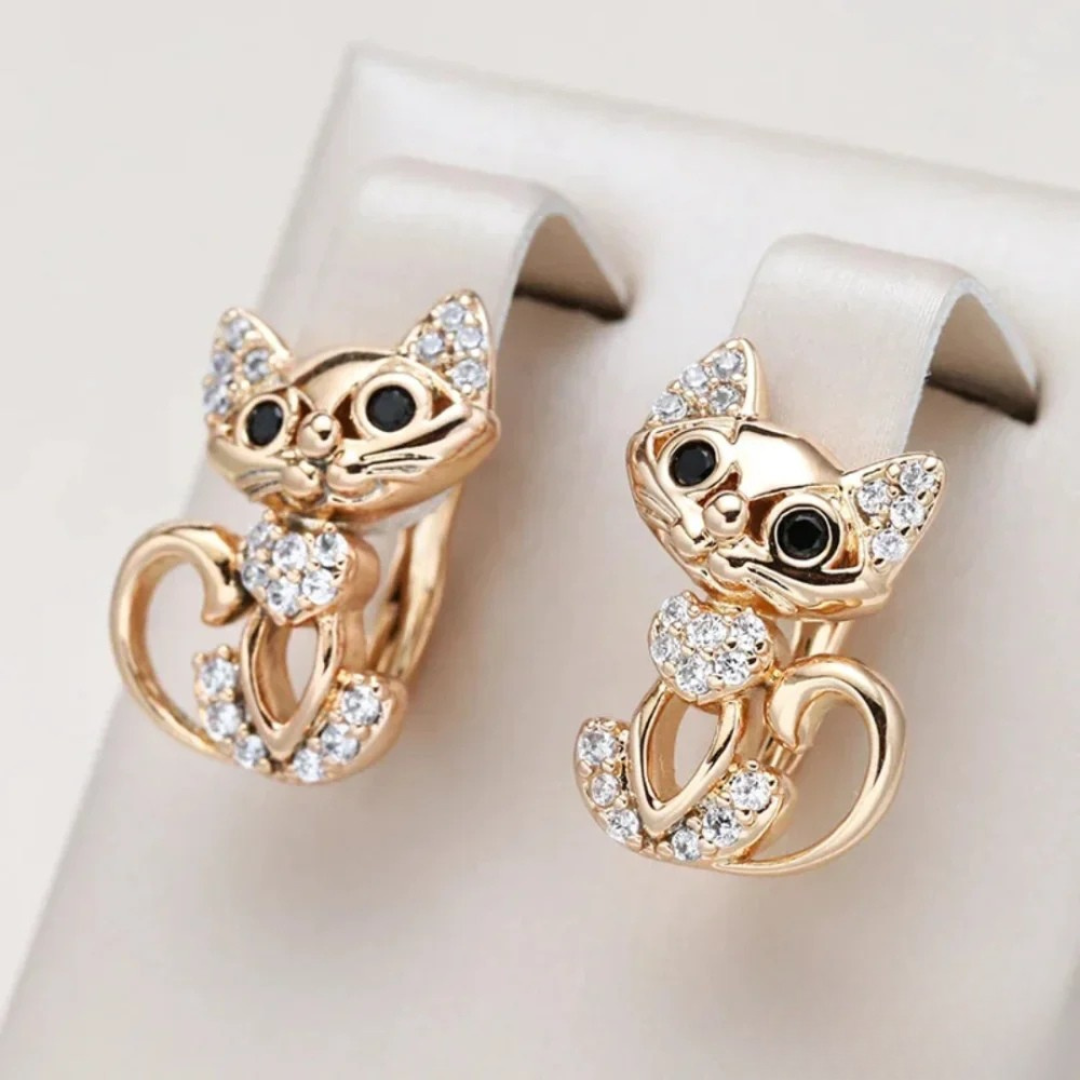 Elegante Zirkonia Kitty Ohrringe