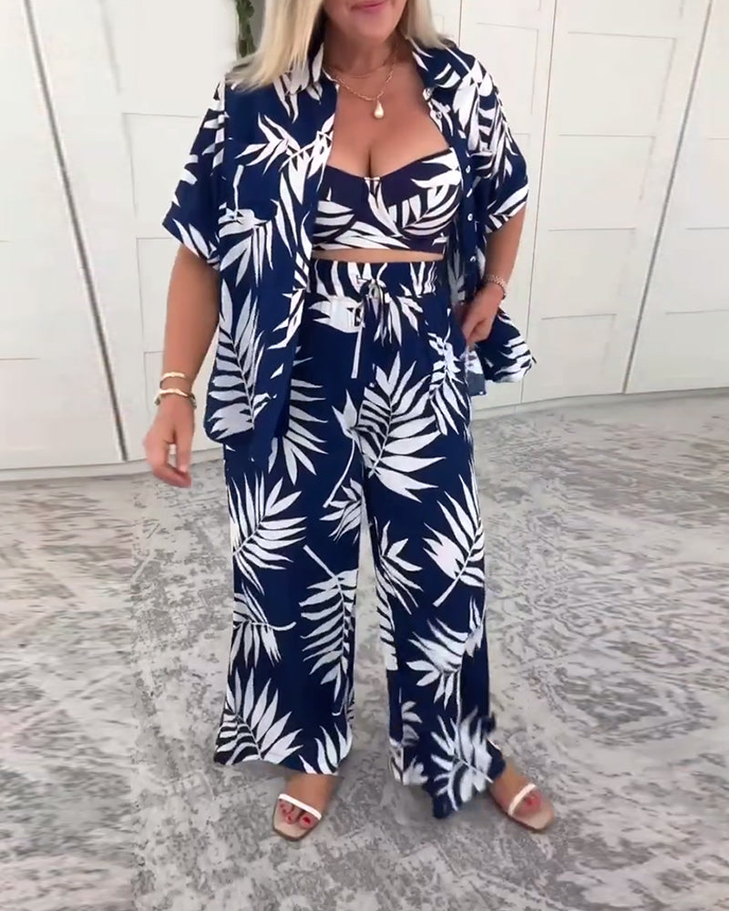 Badeanzug Drei-Teilig Hawaiianisches Muster