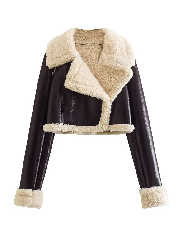 Leyla -  Teddykragen-Cropped-Jacke