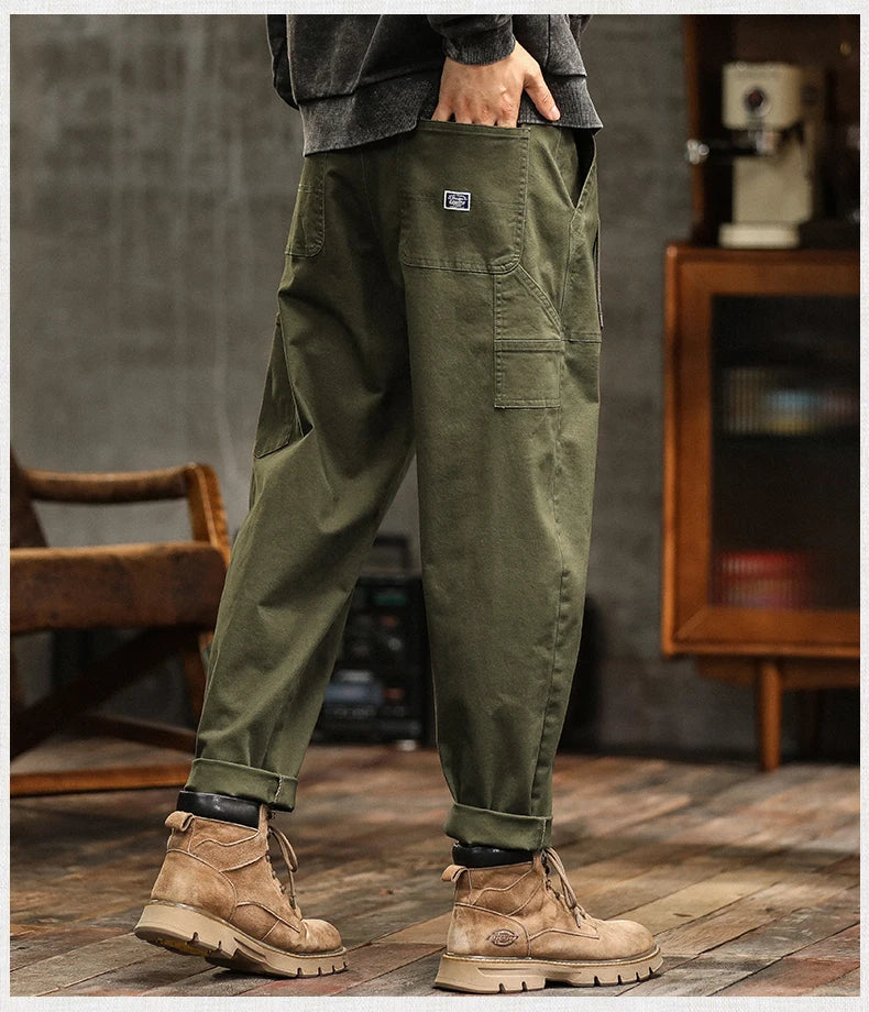 HIQOR Herren Vintage Cargohose mit Loose Fit