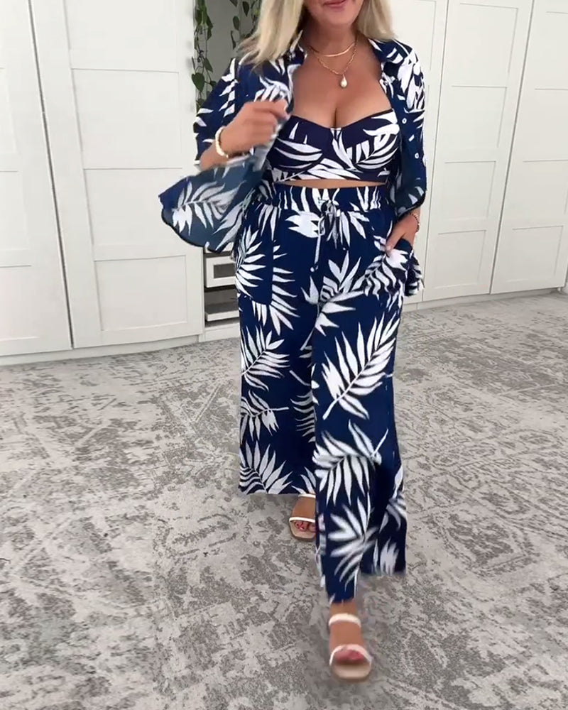 Badeanzug Drei-Teilig Hawaiianisches Muster