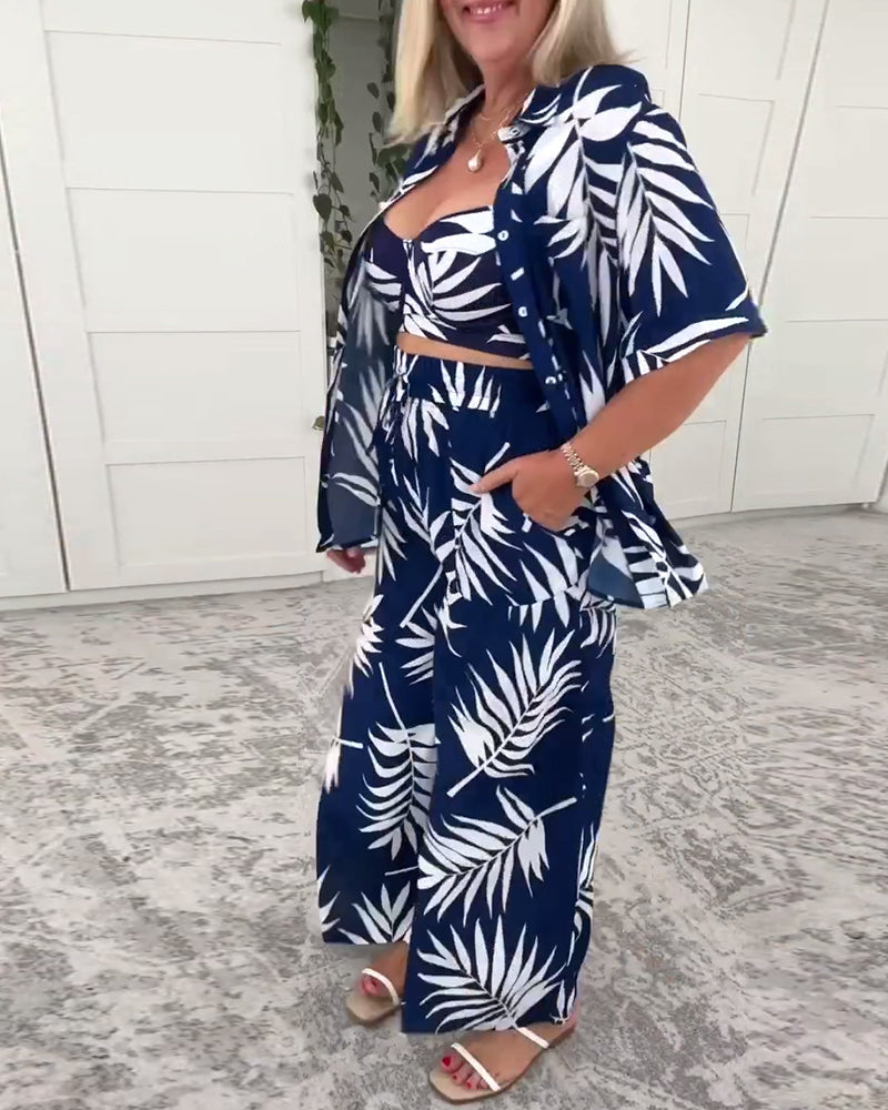 Badeanzug Drei-Teilig Hawaiianisches Muster